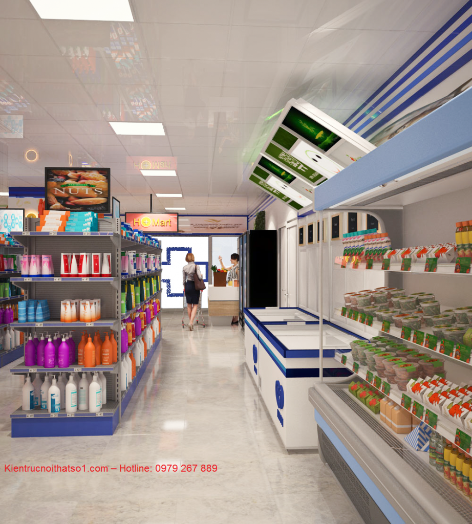 thiết kế – thi công siêu thị “H+ Mart” Thông minh – Hiện đại – Màu sắc bắt mắt