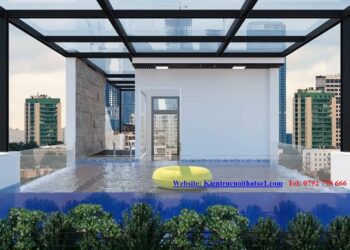 thiết kế nhà có hồ bơi trên sân thượng