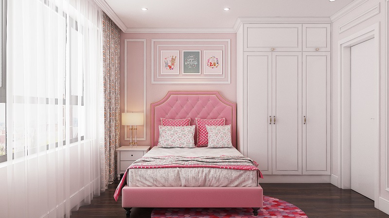 Hình ảnh thi công thực tế nội thất chung cư đẹp - Phòng ngủ con gái