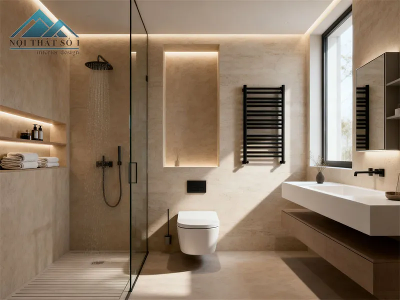 Cải tạo phòng tắm, lát sàn và làm trần thạch cao